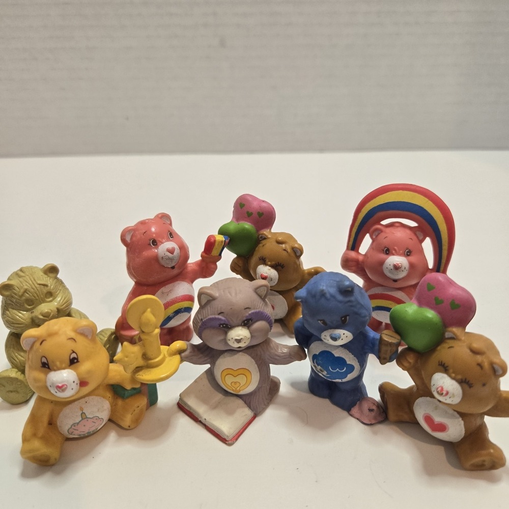 Vintage‎ 80s Care Bears Lot of 8 Mini Figures AGC '83 '84 Rare Toy PVC